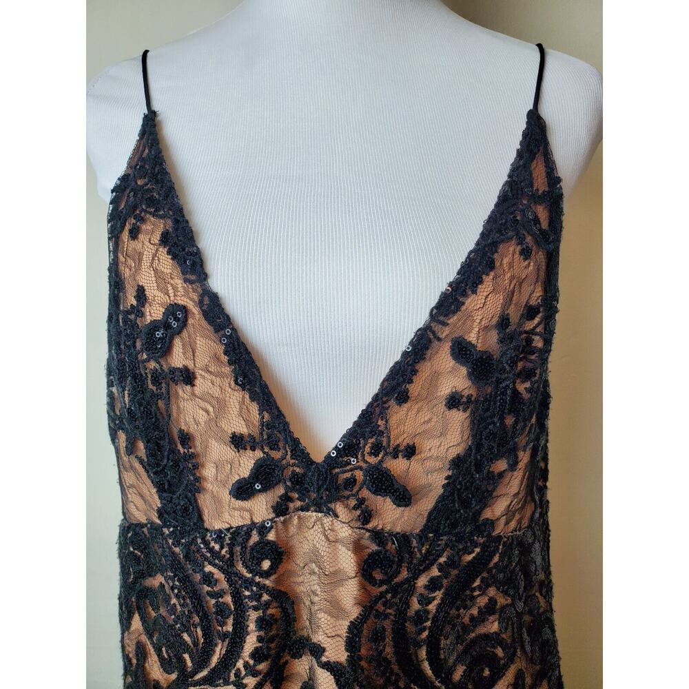 Free People 10 Women Black Sequined Lace Party Formal Night Shimmers Mini Dress - Picture 3 of 16